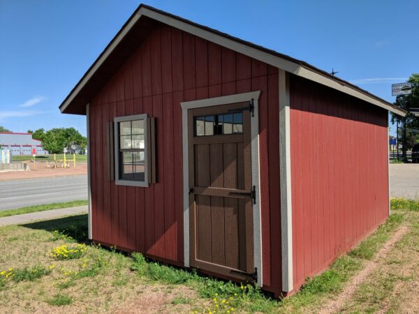 12x16 Utility shed for sale with overhangs and transom window doors