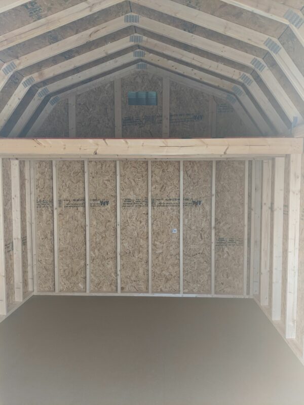 10x12 Portable Lofted Dutch Barn Storage Shed inside loft