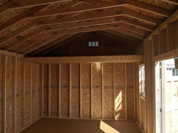 12x20 Quaker Style Storage Shed inside loft right